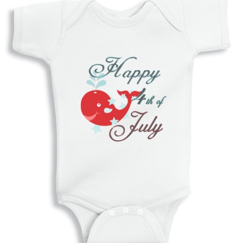 Happy 4th of July Whale patriotic baby onesie